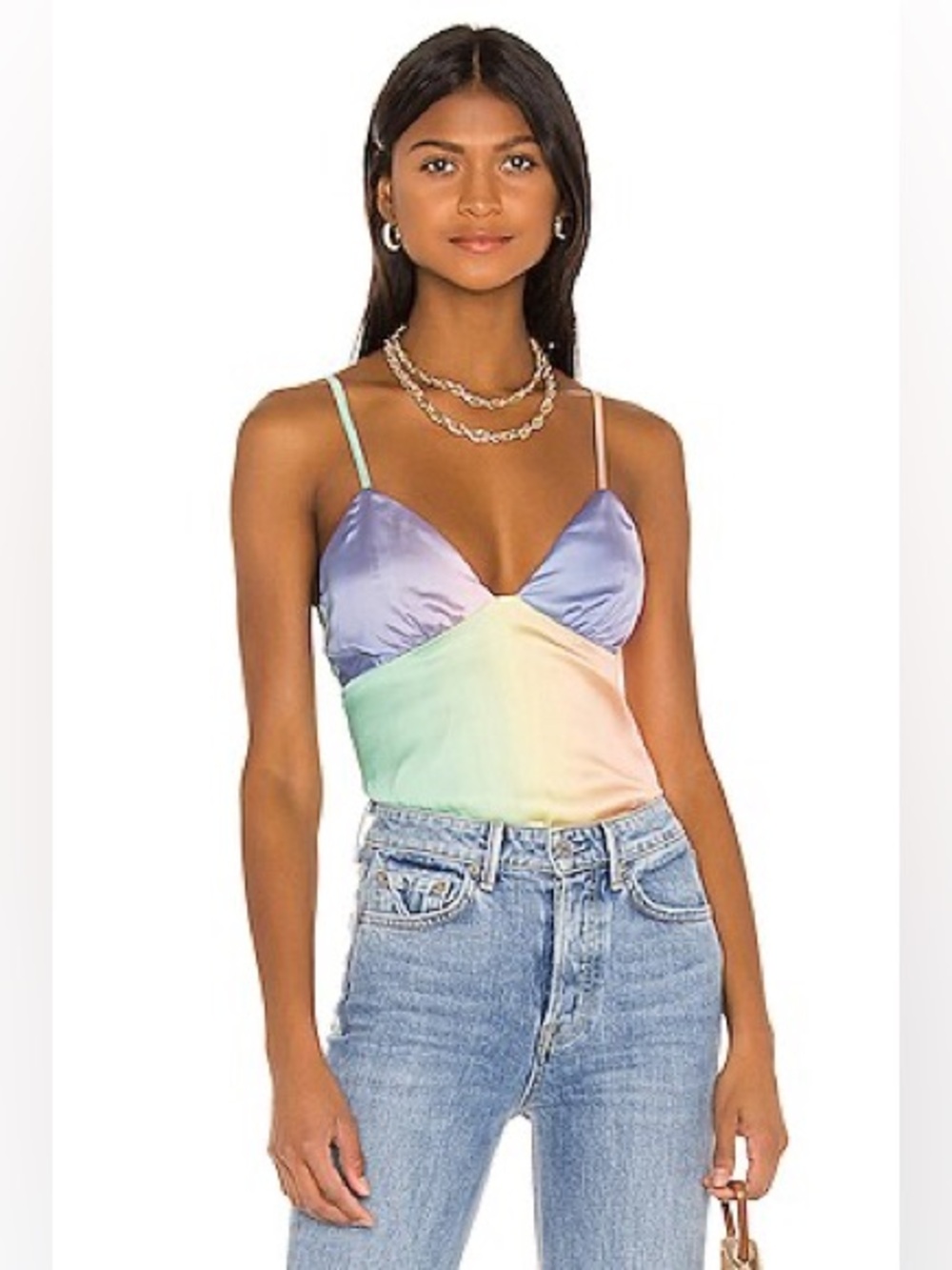 Song of Style Pastel Ombre Satin Cami in Lavender, Mint & Peach